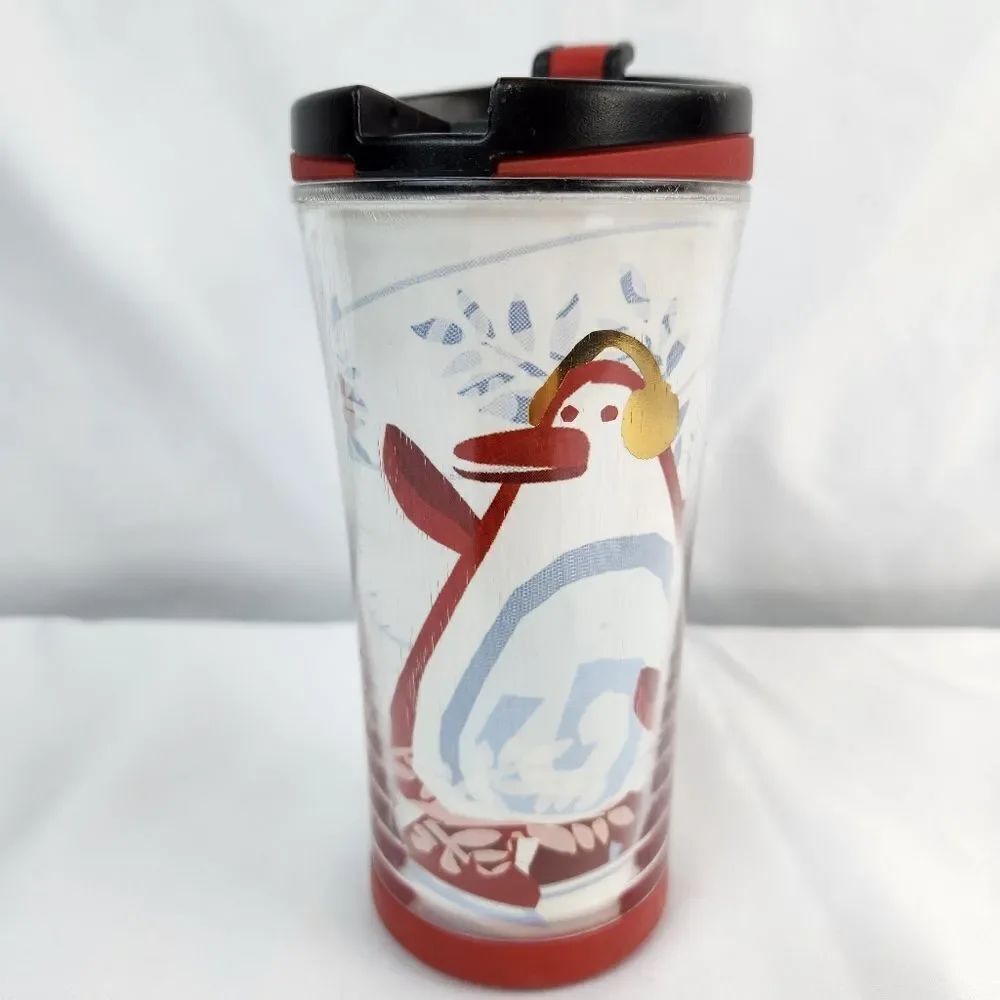 ☕️ Starbucks 2007 White & Red Holiday Penguin 8oz Travel Tumbler